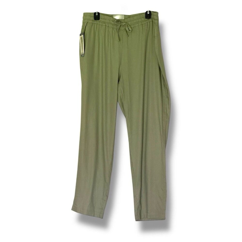 32 Degrees Cool Ladies' Stretch Linen Blend Pant Large Sage Green NWT